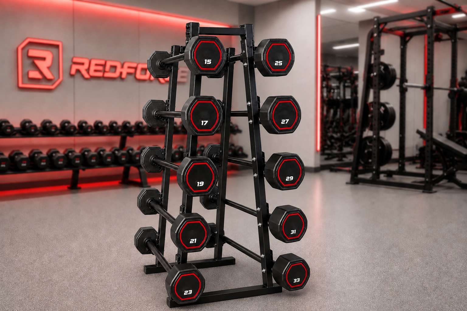 Kit Barra Monobloco Injetada Reta Pegada Injetada 15kg a 33kg com Suporte RedForce